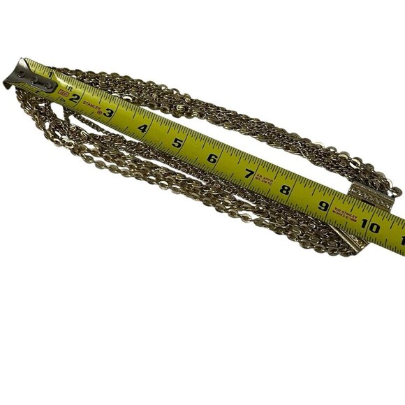 Gold Tone Multi-Strand Cascade Necklace Made In Germany 10" Vintage - Picture 8 of 9